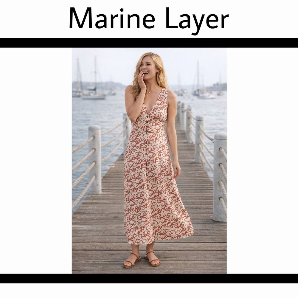 Marine Layer Camila Floral Sleeveless Hemp Blend Dress Women’s XS